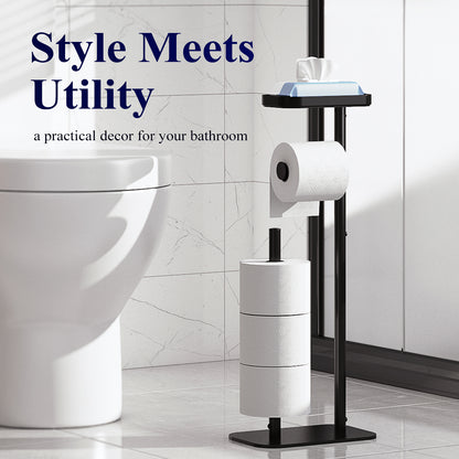 Toilet Paper Holder Free Standing - Multifunctional & Rustless