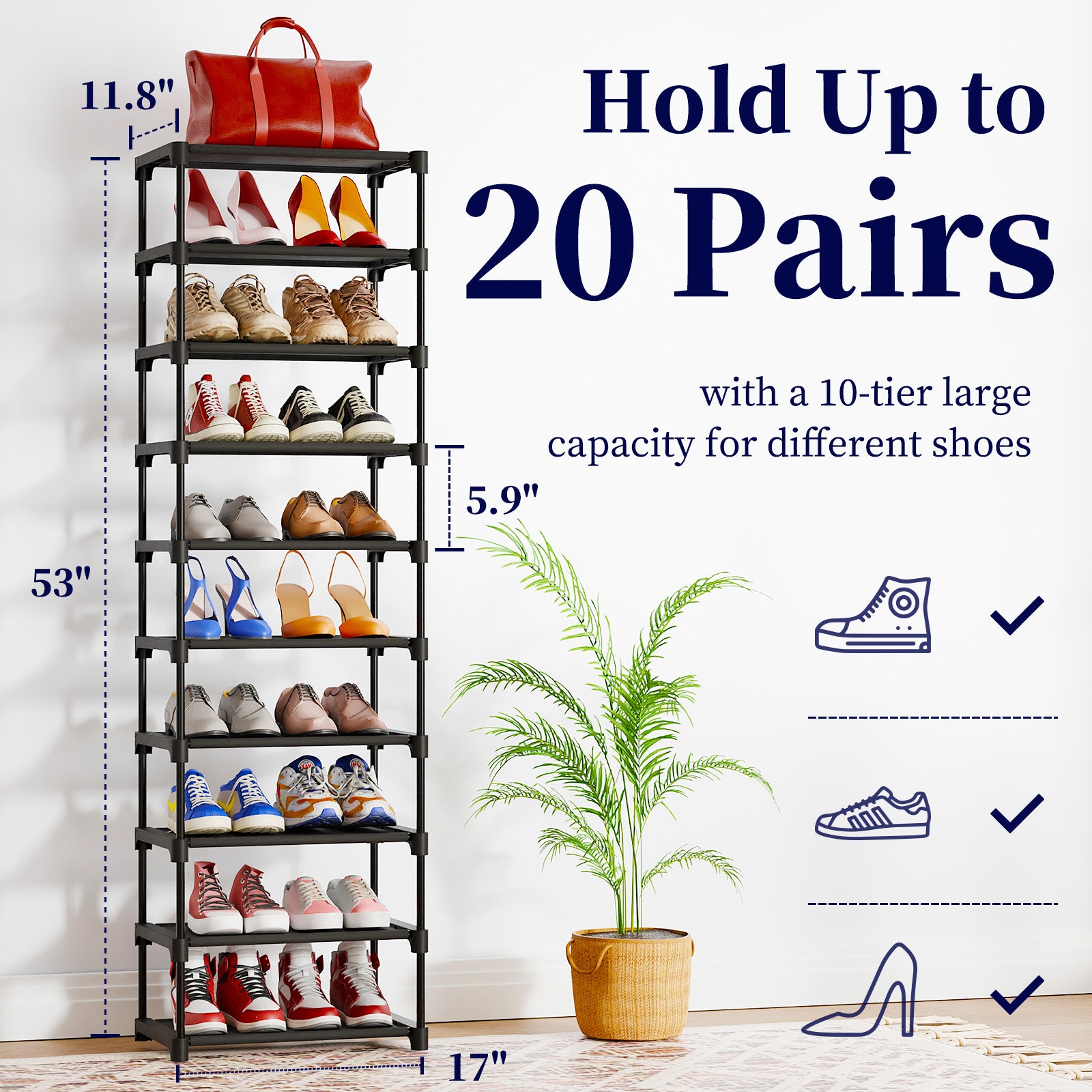 20 pair shoe discount rack