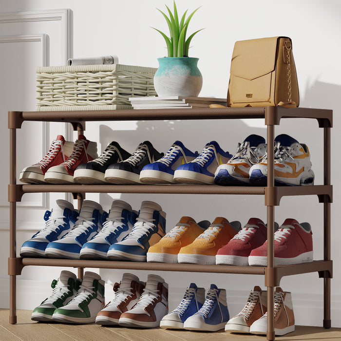 Kitsure Shoe Rack - Premium Non-Woven Shoe Rack Shelf, 3-Tier Shoe Organizer for Closet, Entryway, Garage & Corridor, Sturdy & Durable Long Stackable Shoe Shelves, Up to 12 Pairs of Shoes （4122）