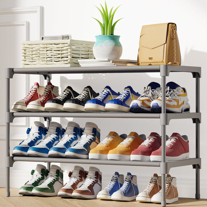 Kitsure Shoe Rack - Premium Non-Woven Shoe Rack Shelf, 3-Tier Shoe Organizer for Closet, Entryway, Garage & Corridor, Sturdy & Durable Long Stackable Shoe Shelves, Up to 12 Pairs of Shoes （4122）