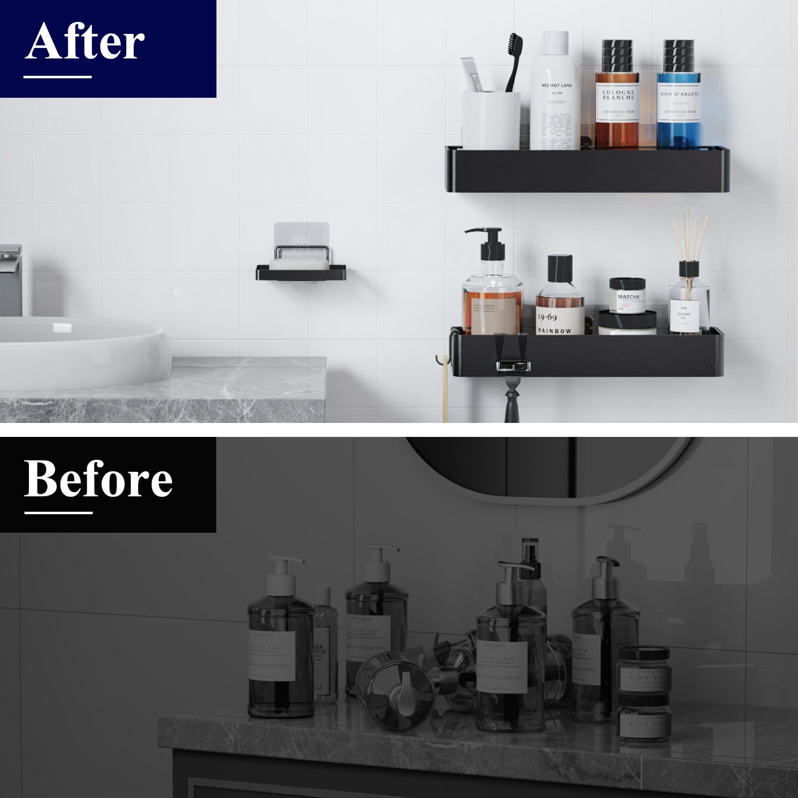 bathroom-shower-shelves - Harrell Design + Build