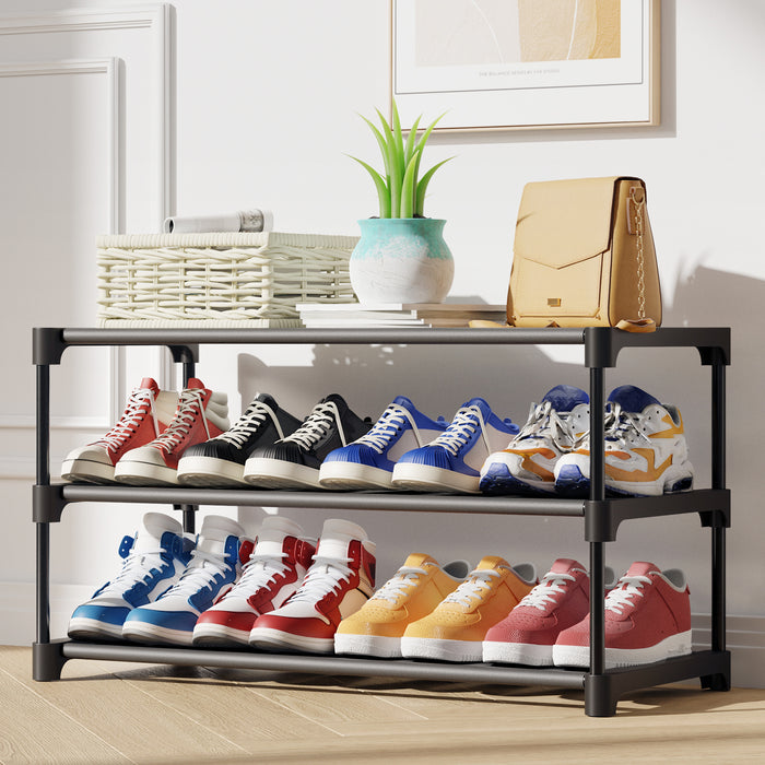 Kitsure Shoe Rack for Entryway Sturdy & Durable Shoe Organizer for Closet, 3 Tier Shoe Shelf , Shoe Organizer 12" D x 27.6" W x 14" H,Black-4022 (ASIN：B0CP5PJTPN)