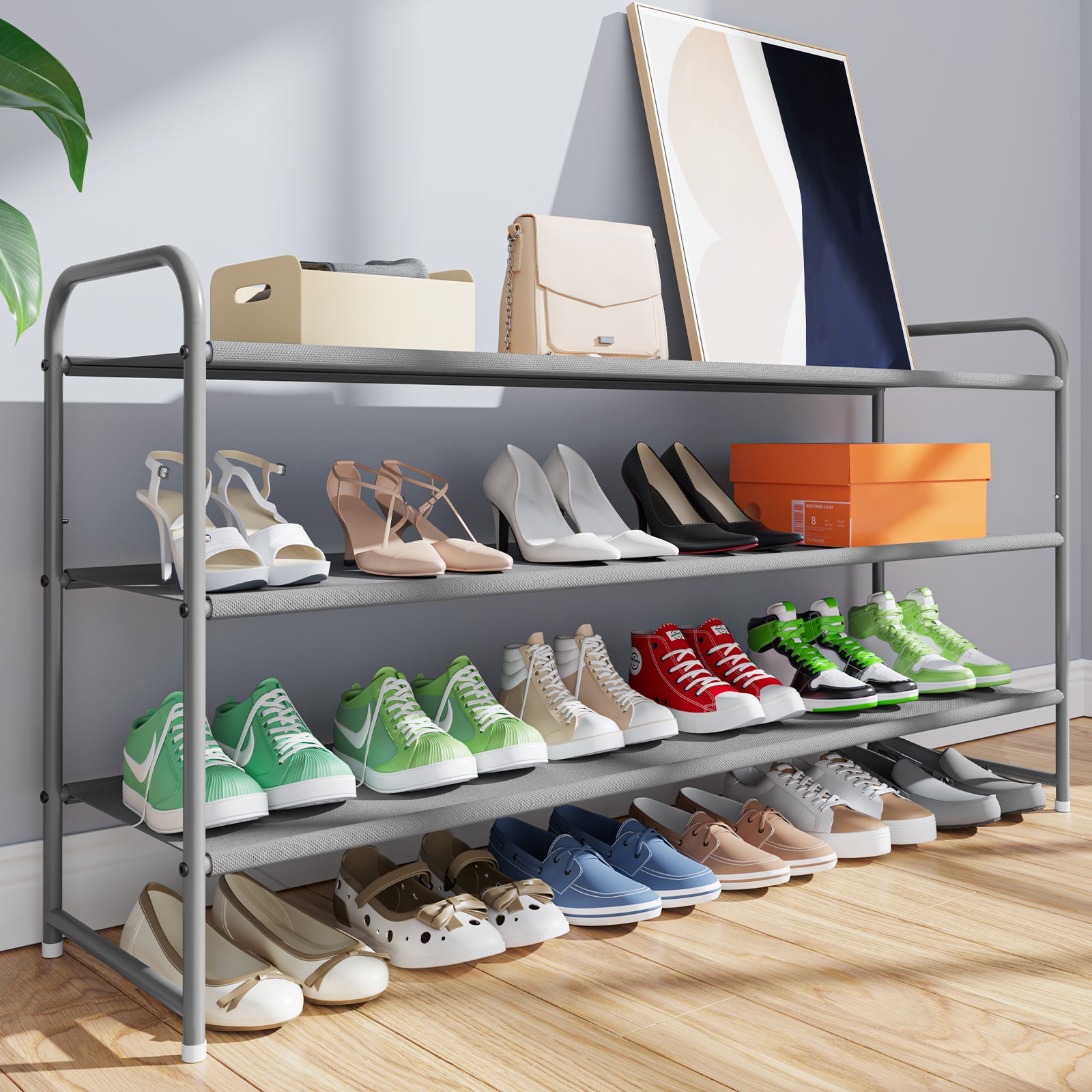 Kitsure Shoe Rack for Entryway Sturdy Durable Long Stackable Shoe