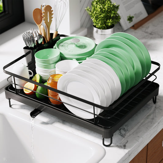 Navaris Dish Drainer Rack - Plate, Cutlery, Pots and Pans Drying