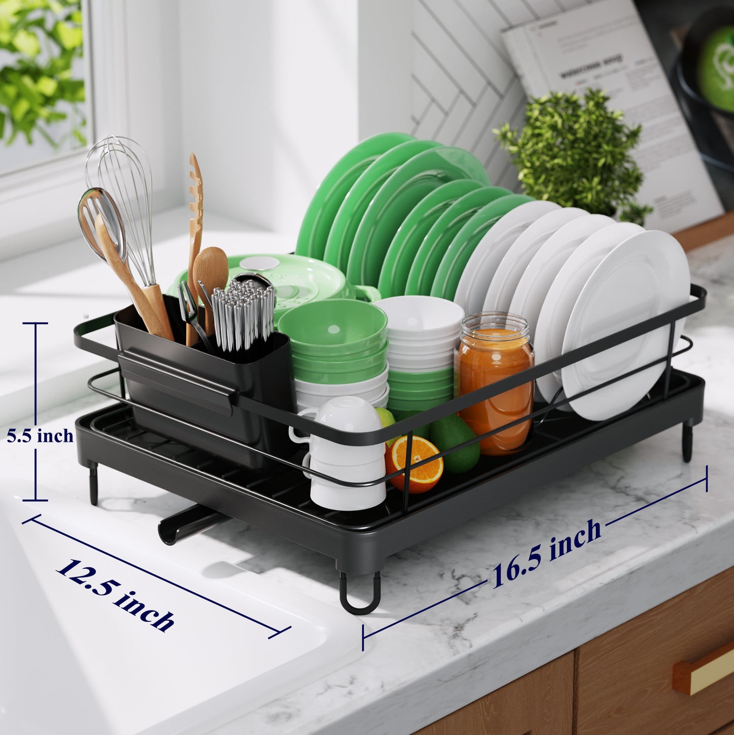 Kitsure Dish Drying Rack- Space-Saving Dish Rack, Dish Racks for Kitchen