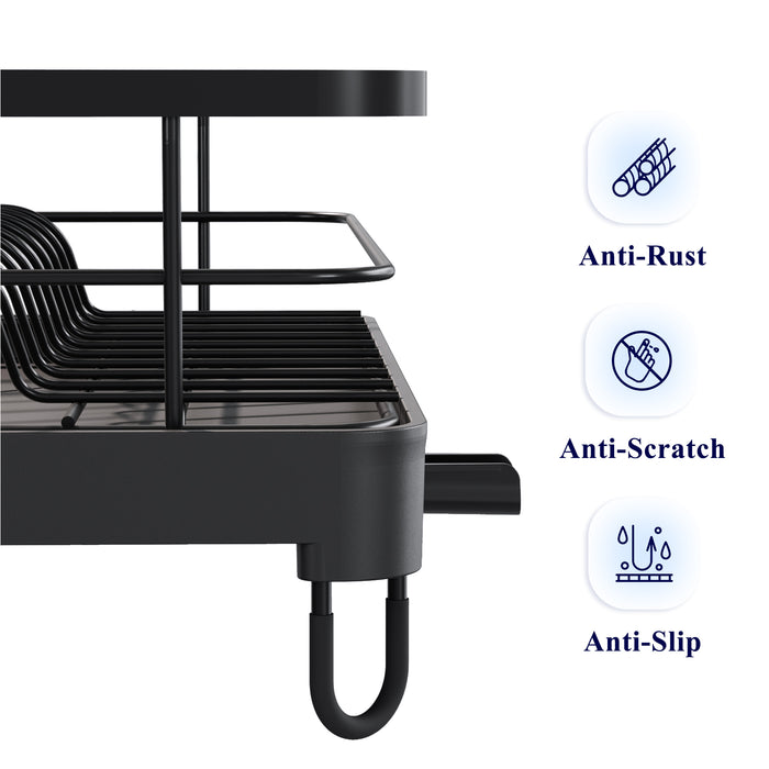 Kitsure Dish Drying Rack- Space-Saving, for Kitchen Counter, Durable Stainless Steel Rack with a Cutlery Holder, for Dishes, Knives, Spoons, and Forks（4094）