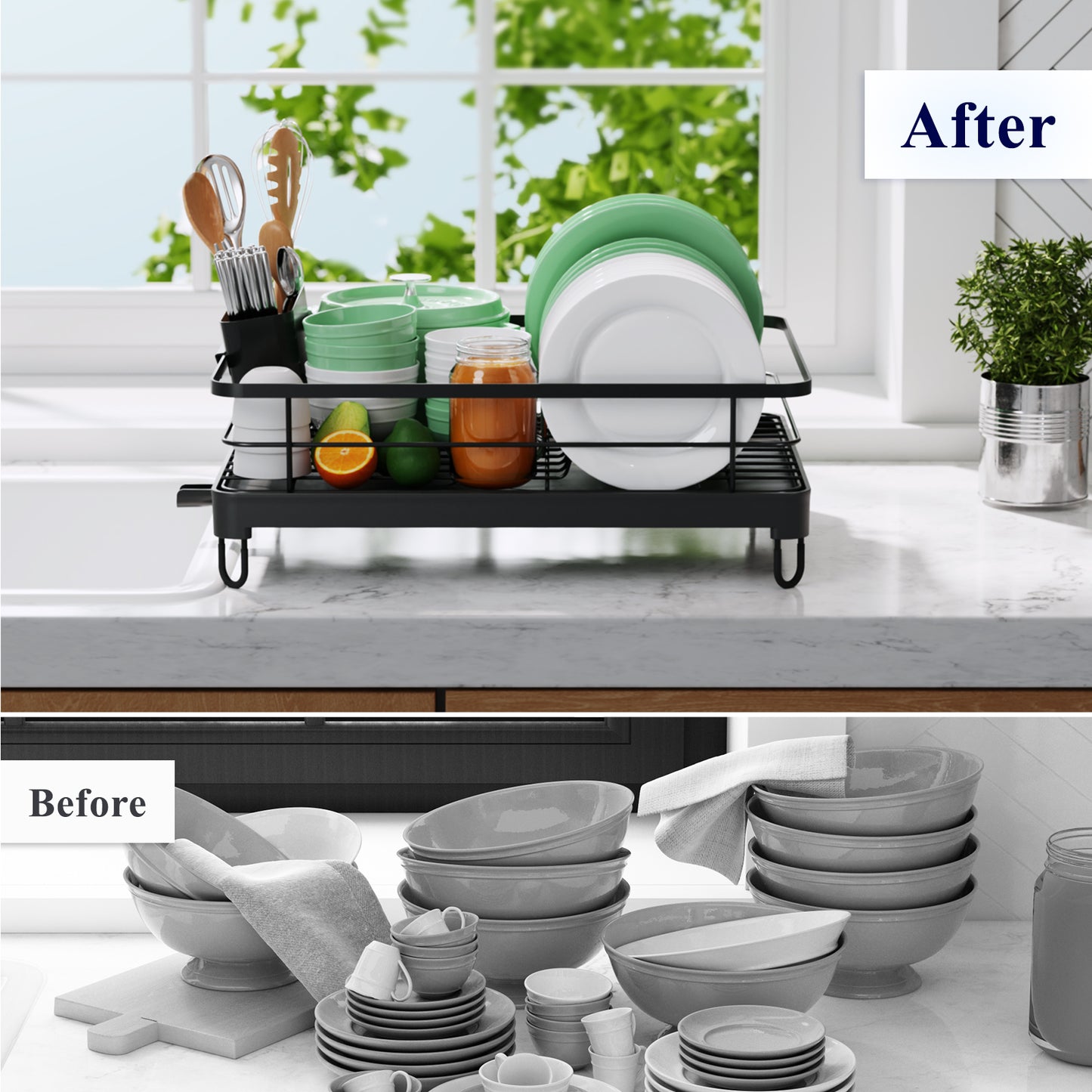 Dish Drying Rack- Space-Saving, for Kitchen Counter Durable