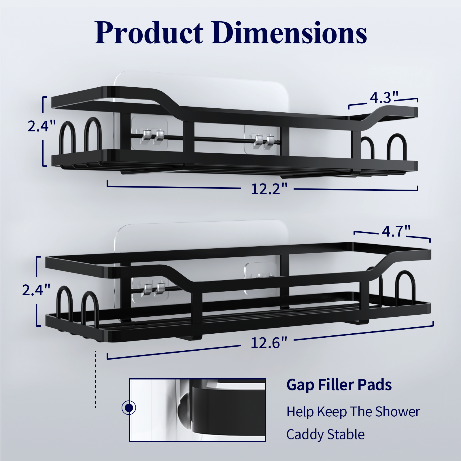 HUITEM Shower Caddy 4 Pack, Adhesive Shower Organizer Shelf with