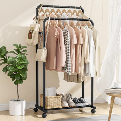 Clothes Rack - Multi-Functional Clothing Racks for Hanging Clothes and Shoes 16.5"D x 28.7"W x 59.1"H