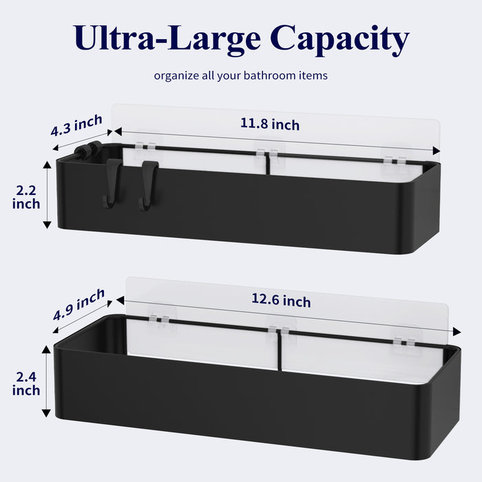 Kitsure Large Shower Caddy - 2 Pack Adhesive Shower Organizer, Drill-Free Shower Shelves for Inside Shower, Rustproof Stainless Steel Shower Rack for Bathroom(4027)