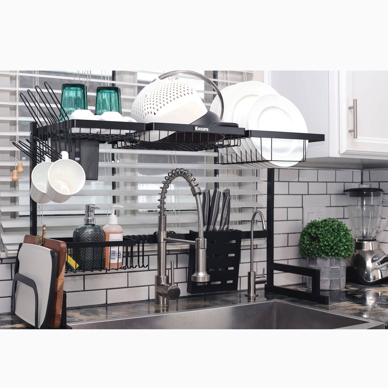 Dish Drying Rack for Kitchen Counter Over The Sink,Large 2-Tier Dish Drying  Rack